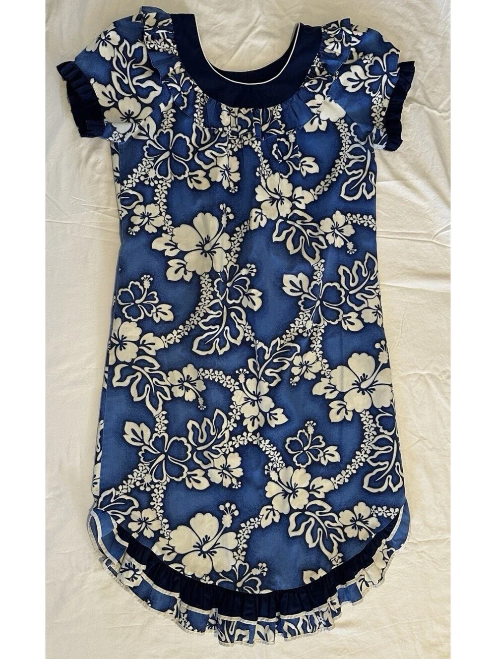 Lolenani Of Hawaii Long Cotton Muumuu Hibiscus Print Size 16 Excellent Condition